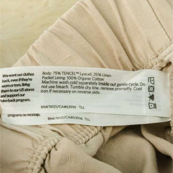 Eileen Fisher Size Medium M Tan Pull On Tapered Leg Ankle Tencel Linen Pants - Picture 4 of 5